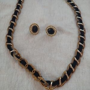 Gold toned Necklace and Earrings Set